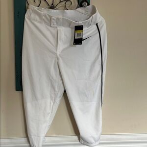 White Men's baseball short Pants with Black Stripe